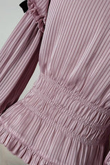 [Teddy Bear Chocolate] Round Collar Long Trumpet Sleeves Ruffle Bowknot Sweet Lolita Blouse 3 Colors - Product - 15