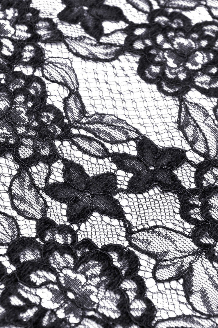 Black Off Shoulder Lace Long Trumpet Sleeves Floral Mesh Women's Gothic Cape - Product - 20