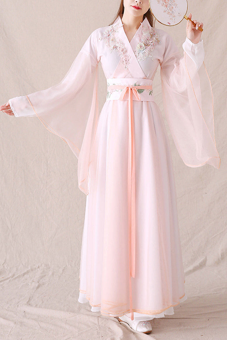 Chinese Ancient Style Fairy Air Dance Performance Hanfu Dress - Pink - 1