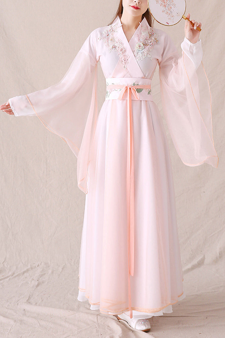 Chinese Ancient Style Fairy Air Dance Performance Hanfu Dress - Pink - 1