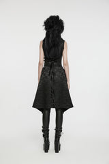 Black V Collar Sleeveless Jacquard Detachable Lace-Up Women's Gothic Vest - Product - 8