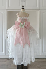 Pink [Honey Rose] Sleeveless Ruffle Embroidery Bowknot Lace Pearl Sweet Lolita Jsk Dress - Product - 6