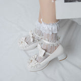 Bowknot White Frills Sweet Lolita High Heel Shoes - Product - 14
