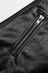 Black Faux Leather Detachable Metal Side Straps Men's Steampunk Pants - Product - 8