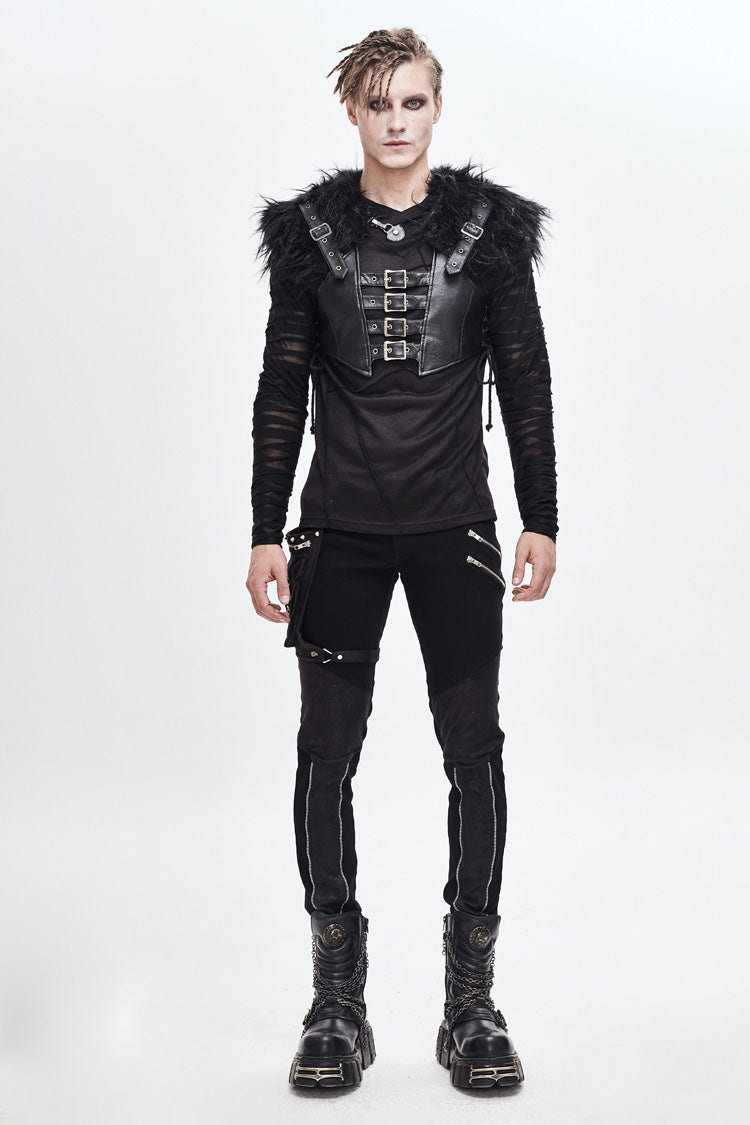 Black Lace-Up Mens Steampunk Vest - Product - 5