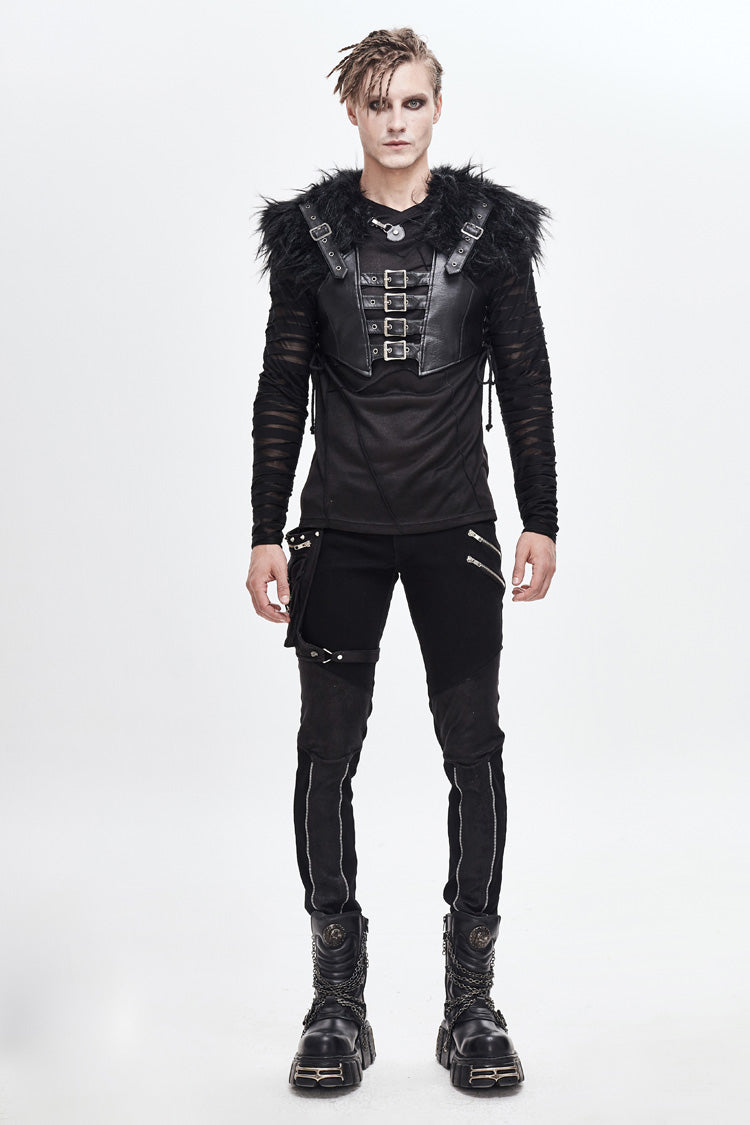 Black Lace-Up Mens Steampunk Vest - Product - 5