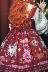 Red [Little Witch] Sleeveless Print Ruffle Bowknot Sweet Elegant Lolita Jsk Dress - Product - 7