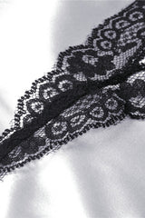 White Lapel Collar Long Sleeves Lace Lace-Up Zippered Women's Asceticism Dark JK Dress - Product - 13