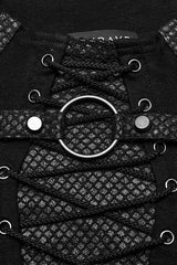 Black Long Sleeves Stitching Lace-Up Ripped Men's Punk Blouse - Product - 6
