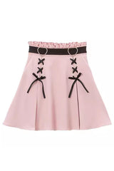 Heart Shape Decoration Bowknot Sweet Jirai Kei Skirt 2 Colors - Pink - 2