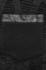 Black Short Sleeves Stitching Mesh Ripped Men's Punk T-Shirt - Product - 6