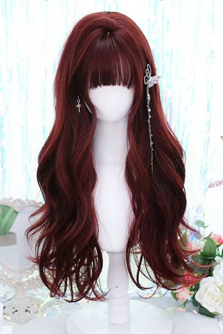 Mera Red Soft Air Bangs Long Curly Sweet Gothic Lolita Wig - Product - 2