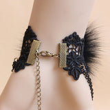 Black Retro Fashion Lace Fox Hair Female Gothic Lolita Ring Bracelet - Product - 3