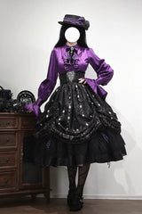 Black [Moonlit Return] Printed Boned Gothic Elegant Lolita Skirt - Black(Skirt-Only) - 1
