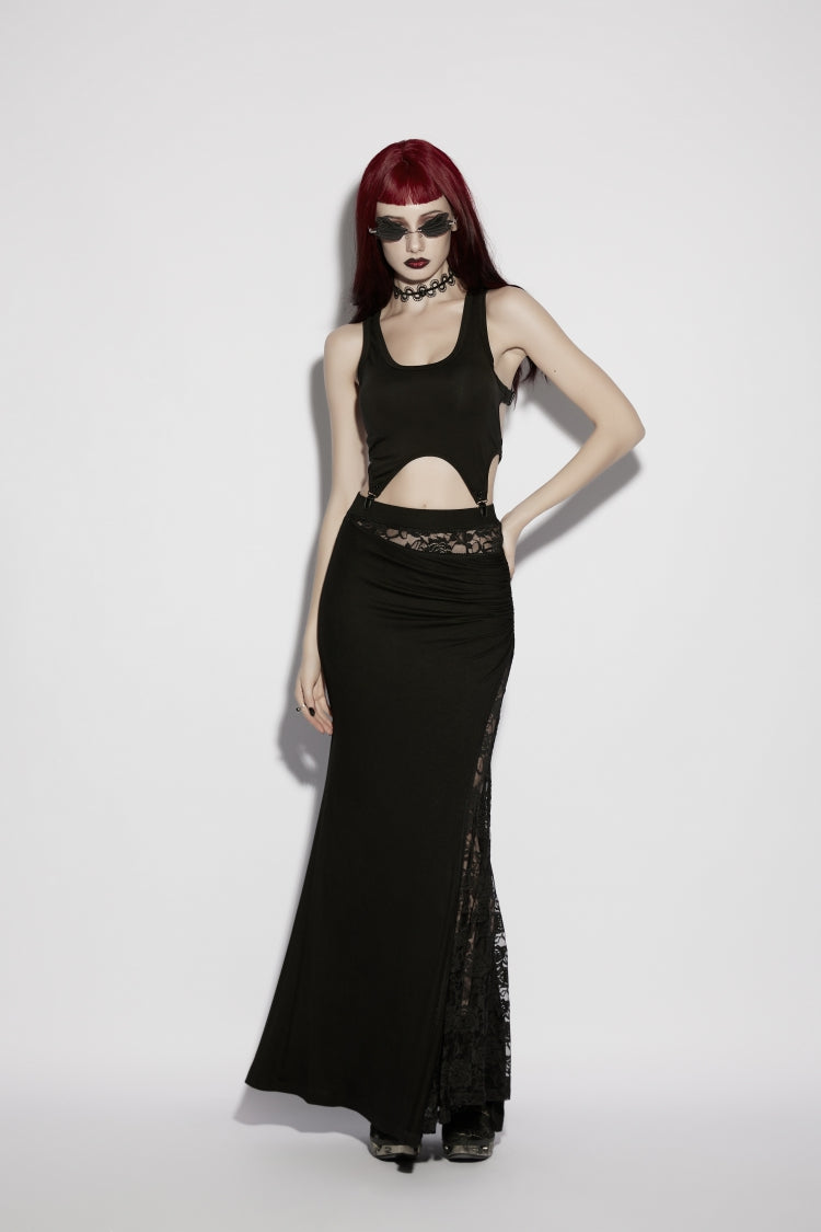 Black Cut-Out Slim Irregular Women's Gothic Handsome Vest - Product - 8