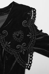 Black Doll Collar Long Sleeves Gradient Embroidery Women's Gothic Prom Dress - Product - 5