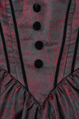 Black/Red Short Puff Sleeves Lace-Up Women's Gothic Dress - Product - 7
