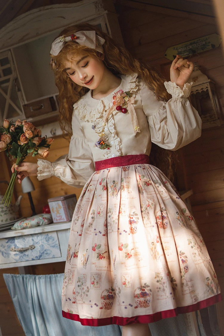 Forest Illustrated Book Watercolor Picture Book Print Sweet Elegant Lolita Skirt 3 Colors - Product - 7