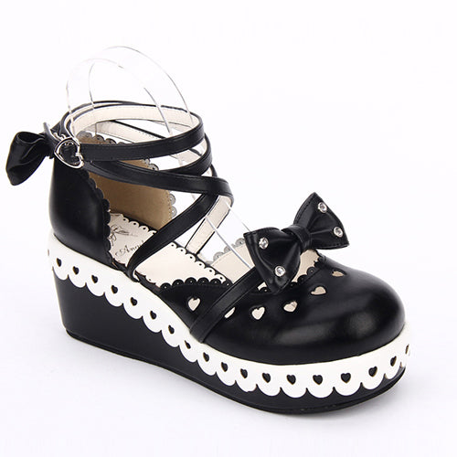 Round Toe Bowknot Lace Sweet Lolita Shoes - Product - 7