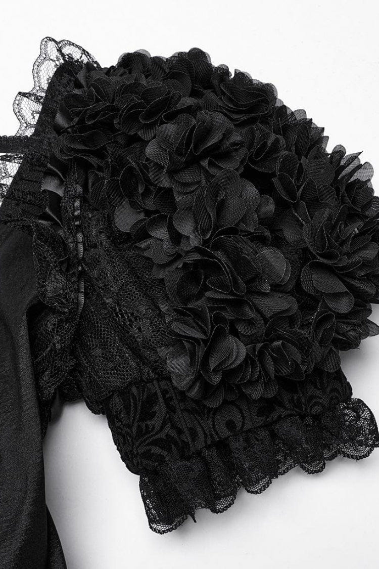 Black Square Collar Short Puff Sleeves Multi-Layered Women's Gothic Lolita High/Low Prom Dress - Product - 5