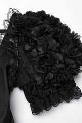 Black Square Collar Short Puff Sleeves Multi-Layered Women's Gothic Lolita High/Low Prom Dress - Product - 5