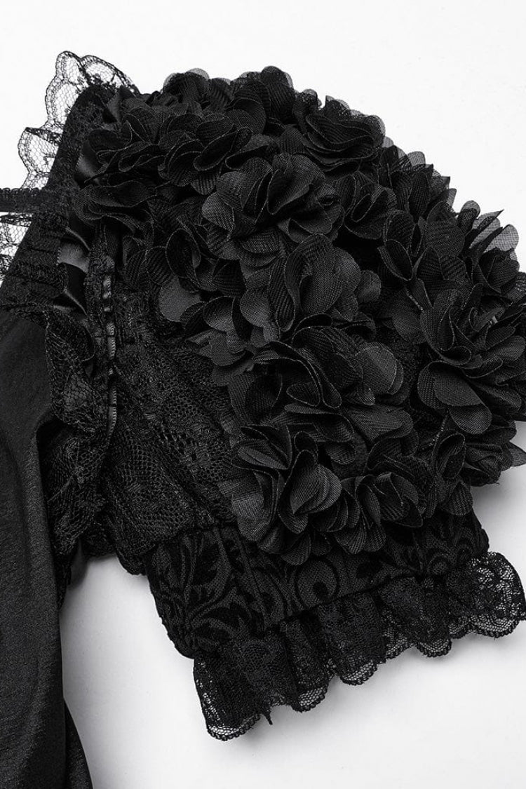 Black Square Collar Short Puff Sleeves Multi-Layered Women's Gothic Lolita High/Low Prom Dress - Product - 5