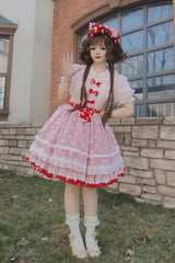 [Wave Candy] Triple-Layered Print Ruffle Bowknot Sweet Lolita Skirt 3 Colors - Product - 3
