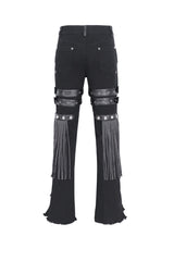 Black High Waisted Ripped Detachable Tassels  Men's Punk Pants - Product - 8