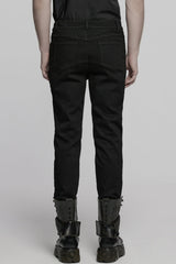 Black Pleated Stitching Mesh Men's Punk Pants - Product - 3