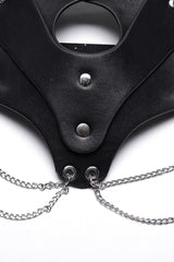 Black Metal Chain Fox Faux Leather Women's Steampunk Mask - Product - 8