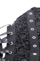 Black High Collar Sleeveless Irregular Asymmetric Lace-Up Eyelet Women's Punk Ripped Tank Top - Product - 13