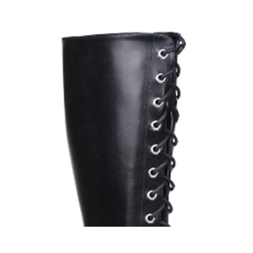 Black Concise Lace Up Sweet Lolita High Boots - Product - 4