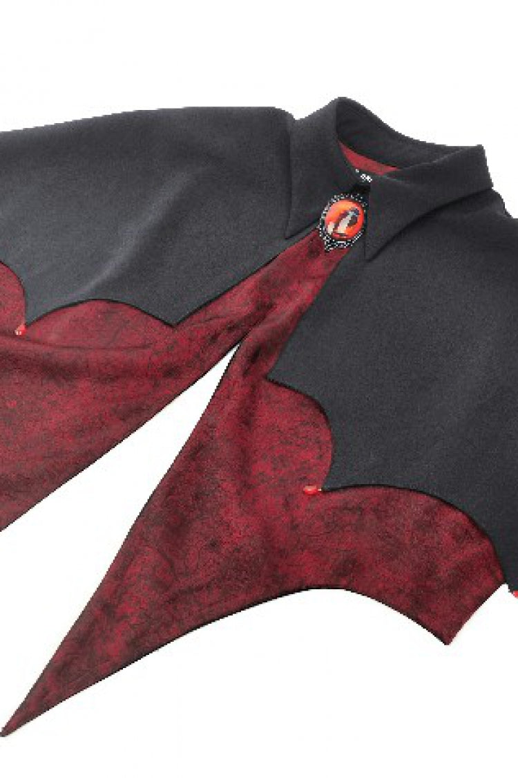 Black/Red Bat Collar Diamond Bat-Shaped Women's Gothic Capelet - Product - 19