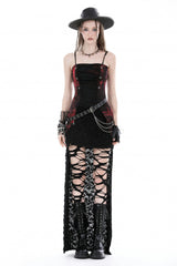 Black/Red Tie-dyed Lace-Up Irregular Ruched Women's Gothic Overbust Corset - Black/Red - 1