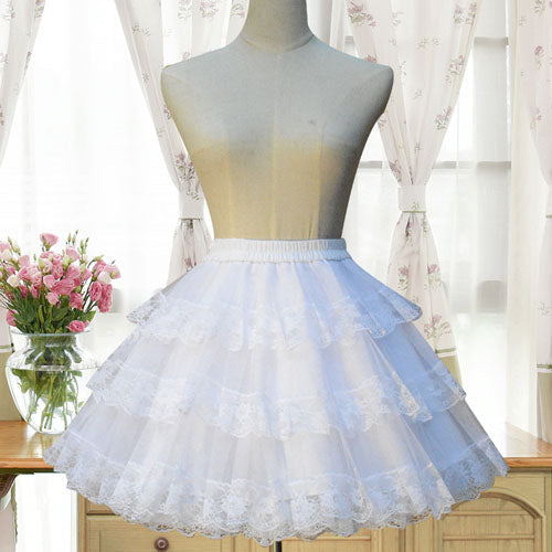 Organza Hollow Flouncing Lolita Petticoat - White - 2
