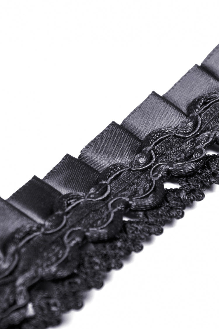 Black Floral Jacquard Lace-Up Women's Gothic Overbust Corset - Product - 13