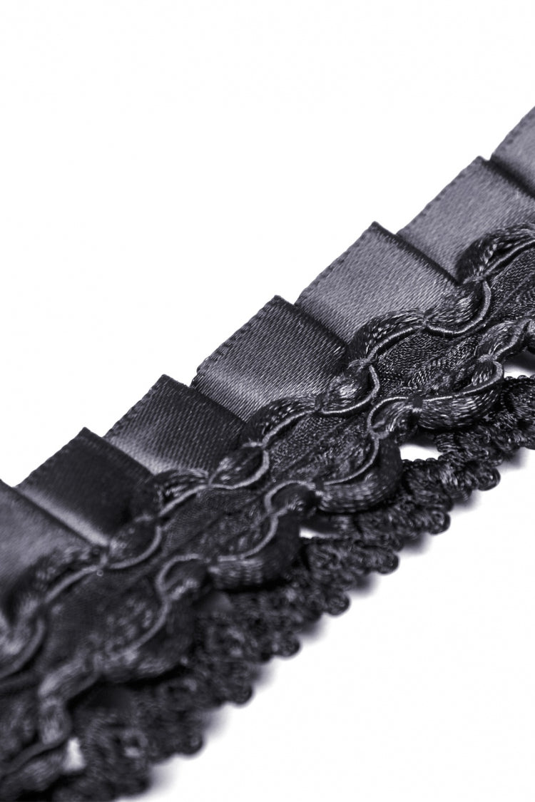Black Floral Jacquard Lace-Up Women's Gothic Overbust Corset - Product - 13