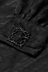 Jacquard Long Sleeve Front Metal Eyelets Lace Up Metal Carving Buckle Cuff Men's Gothic Shirt 3 Colors - Product - 8