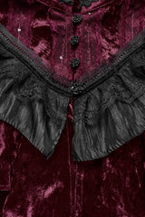 Red Sleeveless Ruffle Stitching Lace Women's Gothic Cape - Product - 6