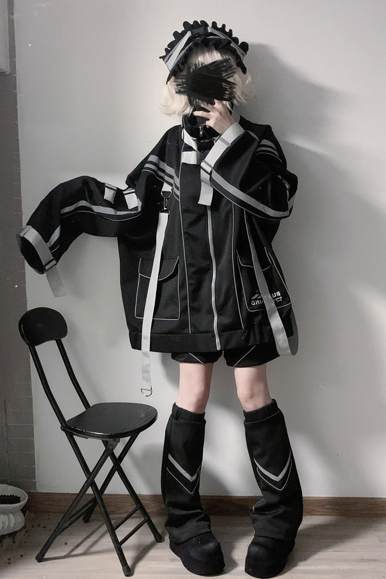 Cyberpunk Functional Long Sleeves Print Jirai Kei Handsome Sports Coat 2 Colors - Product - 5