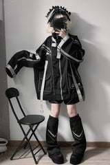Cyberpunk Functional Long Sleeves Print Jirai Kei Handsome Sports Coat 2 Colors - Product - 5