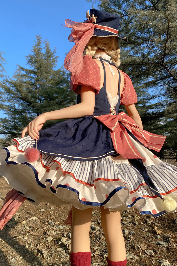 Multi-Color Circus Short Sleeves Multi-layer Print Ruffle Bowknot Sweet Lolita Dress - Product - 5