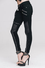 Black Punk Skinny With Leg Bag Womens Pants - Product - 3