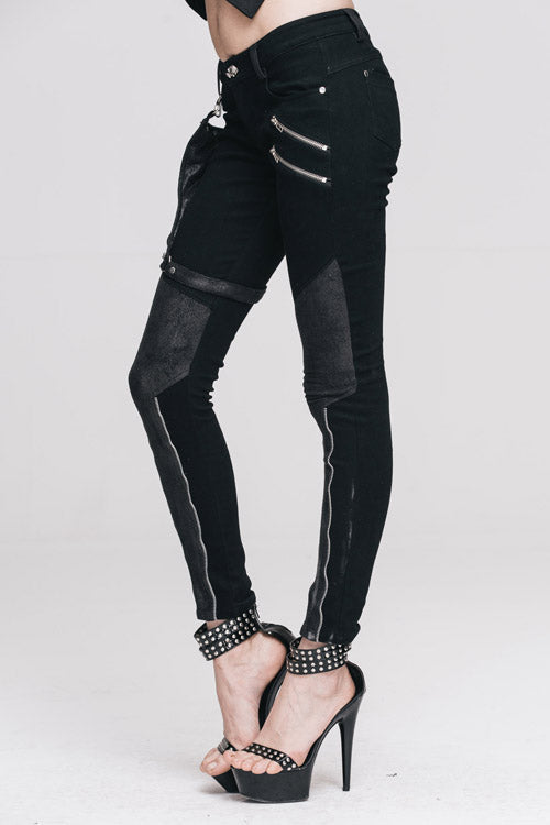 Black Punk Skinny With Leg Bag Womens Pants - Product - 3