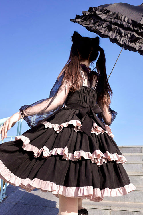 Black Multi-Layer Ruffled Ballet Sweet Lolita JSK Dress - Product - 7