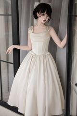 Ivory [With Love] Square Collar Sleeveless Fishbone Vintage Elegant Lolita Jsk Dress Set - Product - 2