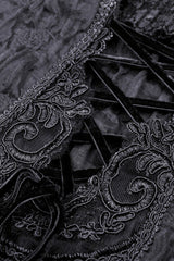 Black Sleeveless Irregular High Low Multi-Layered Lace Lace-Up Women's Gothic Slip Dress - Product - 8