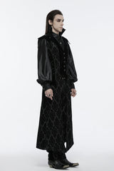 Black Sleeveless Floral Print Lace-Up Men's Gothic Waistcoat - Product - 2