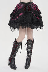 Black/Red  Multi-Layered  Tassels  Chain-Decorated Women's Gothic Skirt - Product - 12