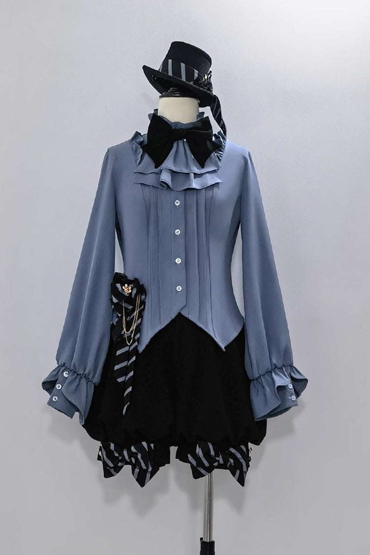 Blue Narrative Maxim Long Sleeves Ouji Fashion Gothic Lolita Blouse - Blue - 1